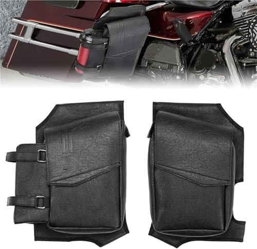 Sacoche latérale de moto imperméable en PU et son porte-bouteille pratique pour Electra Glide