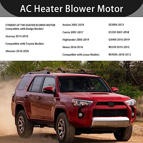 Image of AC Heater Blower Motor with Fan Cage Fits for Toyota 2005-2019 4Runner Camry Avalon Highlander Journey ES300h ES350 GX460 RX350 Replacement 87103-0E040