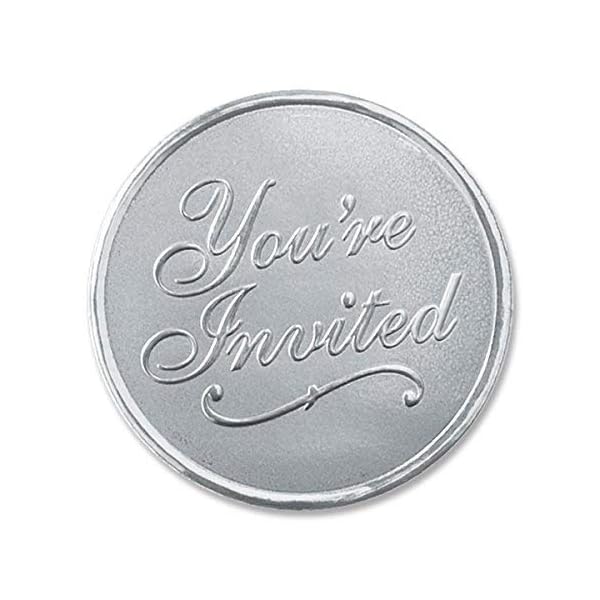 PaperDirect You're Invited Runde geprägte Folien-Siegel, 48 Stück (Silber)