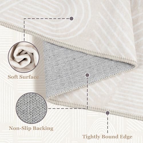 Alfombra lavable MUJOO 2x3 beige y blanca miniatura 3