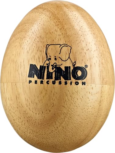 Nino Percussion Wood Egg Shaker – Medium Rasselei für Kinder ab 3 Jahren – Musikinstrument – Siam Eiche Natur  NINO563