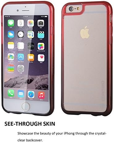 Apple iPhone 6 Plus 6S Plus Case, Scratch Resistant, Clambo Crystal Series Clear iPhone 6 6S Plus Case Gradient Color Hybrid Bumper Case for iPhone 6 Plus 6S Plus Case Clear (Gradient Black Red)