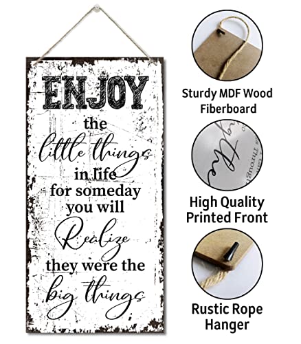 Enjoy The Little Things In Life For Someday You Will Realize They Were The Big Things Wall Decor Sign, Printed Wood Plaque Sign Wall Hanging, Hanging Rustic Decorative Wood Sign Home Decor 12" X 6" #TOP4