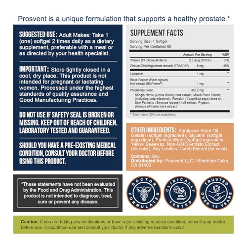 Advanced Men's Prostate Support Natural Supplement with Saw Palmetto, Vitamin D, and Zinc to Ease Urinary Frequency & Urgency (60 Count) - Image 3