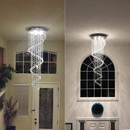 Modern Contemporary Swirl Chandelier Lighting for Foyer Dining Room Kitchen Chandelier Fixture Ceiling Light Rain Drop with All Crystal Balls D20'' X H61'' of CRYSTOP - Image 7
