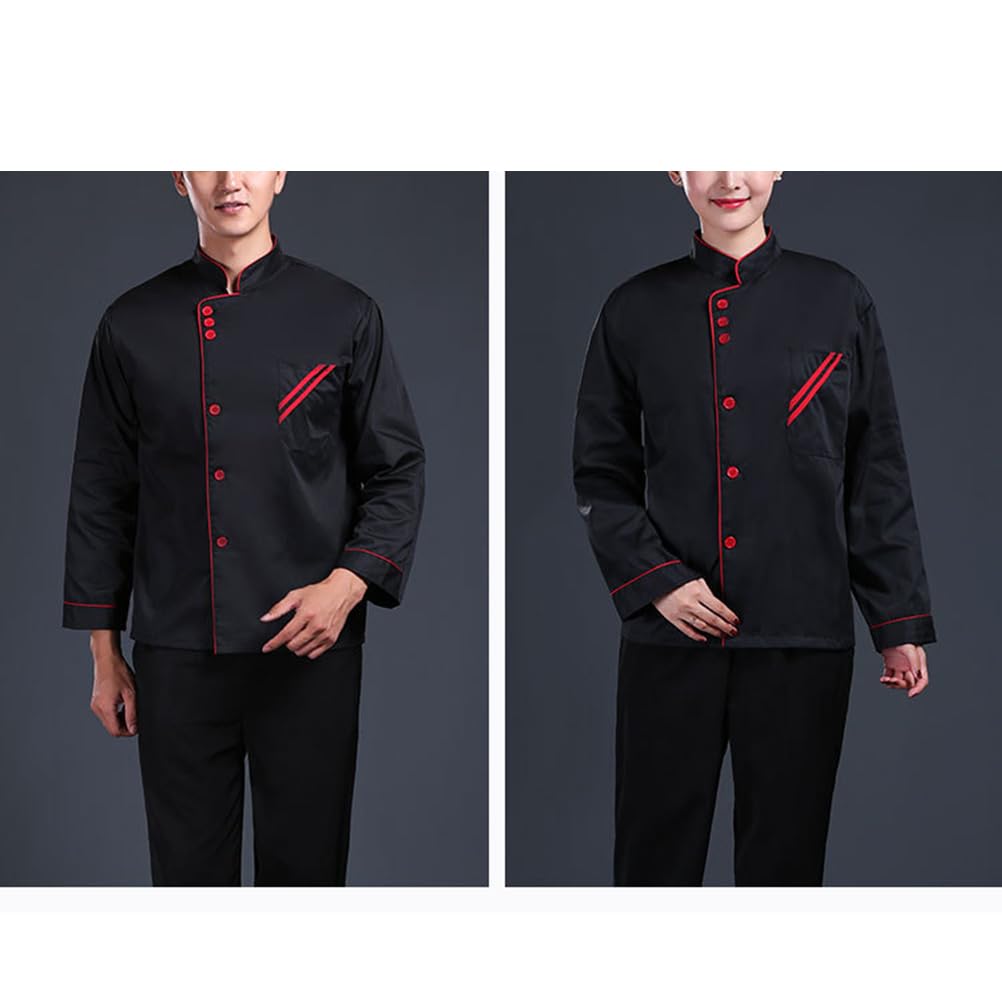 VALICLUD langärmlige kochjacke Langarm Kochuniform Schwarzes Kochhemd Kochmantel änner kochmütze Mantel Herren-jacken Damen-jacken Catering-Jacken lässige lockere Kochkleidung Black