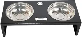 Comedouro P/Gato Cachorro Pet Elevado Duplo 2 Potes Metal