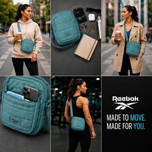Image of Reebok Womens Crossbody Bags - Lightweight Sling Cell Phone Purse, Quilted Small Crossbody Bags Women