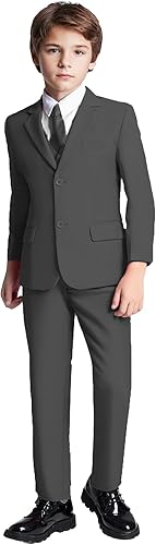 Miniatura 2 de Yanlu Conjunto de trajes formales de esmoquin para niños, color azul y negro, traje ajustado para bodas