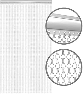 BriSunshine Premium Door Fly Screen 210x90cm Aluminium Chain Curtain Metal Door Curtain Insect Screen Double Hook Silver