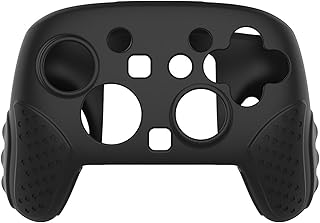 جراب سيليكون لذراع تحكم نينتندو سويتش برو، مضاد للانزلاق والصدمات، خفيف الوزن ومحمول، فتحات دقيقة، أسود