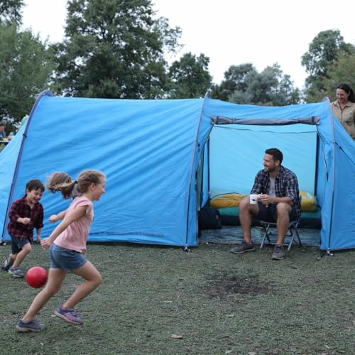 Image of 4 Person Camping Tent | Waterproof 1200mm | Ventilation Windows |Portable | ET1104 | Aqua Blue