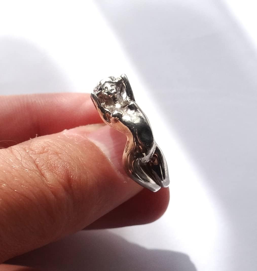 Silver lady ring, erotic ring, erotic jewelry, naked lady ring