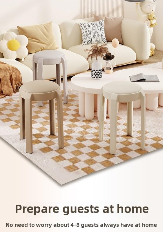 Soft Stool with Stackable Design and Comfortable Seat - Ideal for Home and Office Use (Classic Black)