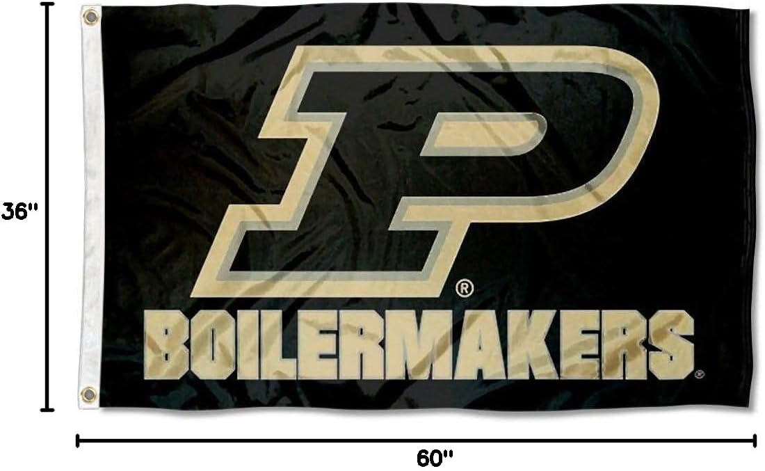 College Flags & Banners Co. Purdue Slant P Flag and USA 3x5 Set
