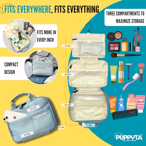 Image of Water Resistant Toiletry Pouch for Men & Women - Travel Pouch Bag for Men with Hanging Hook, Multi-Compartment Organizer, Lightweight & Spacious | Medicine Pouch for Travel | Free Travel E-Book