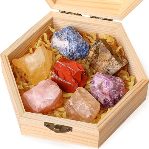 7Pcs Crystals and Healing Stones, Real Healing Crystals, raw Crystals, Selenite Charging Plate, Rose Quartz, Amethyst, Citrine, Quartz