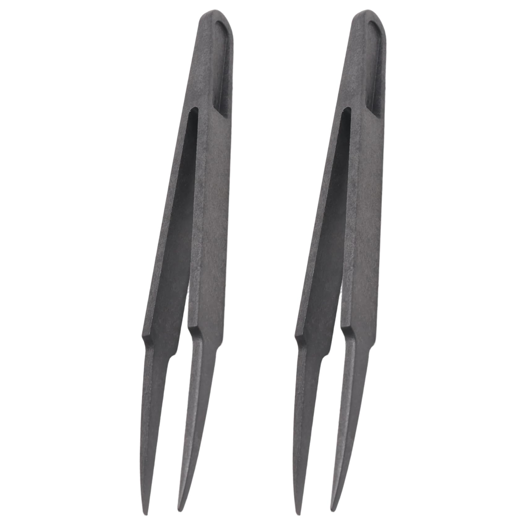 Littimoon 4.5 inch Length Black Plastic Anti-Static Tweezers Repair Tool 2