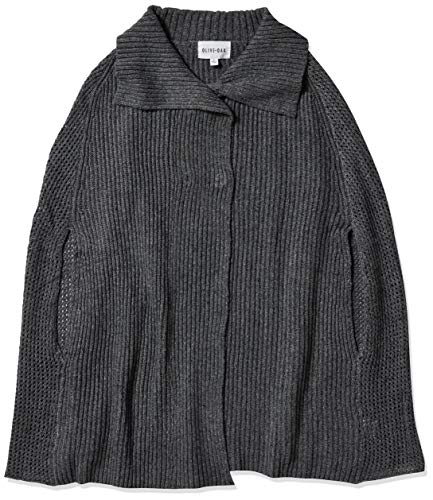 Olive & Oak Women's Rib Knit Poncho Sweater, Heather Grey, Small