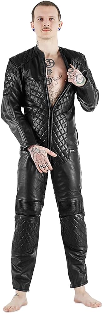New Black 5 Gay-Zip Suit Gay Pride CSD Leather Pants Biker