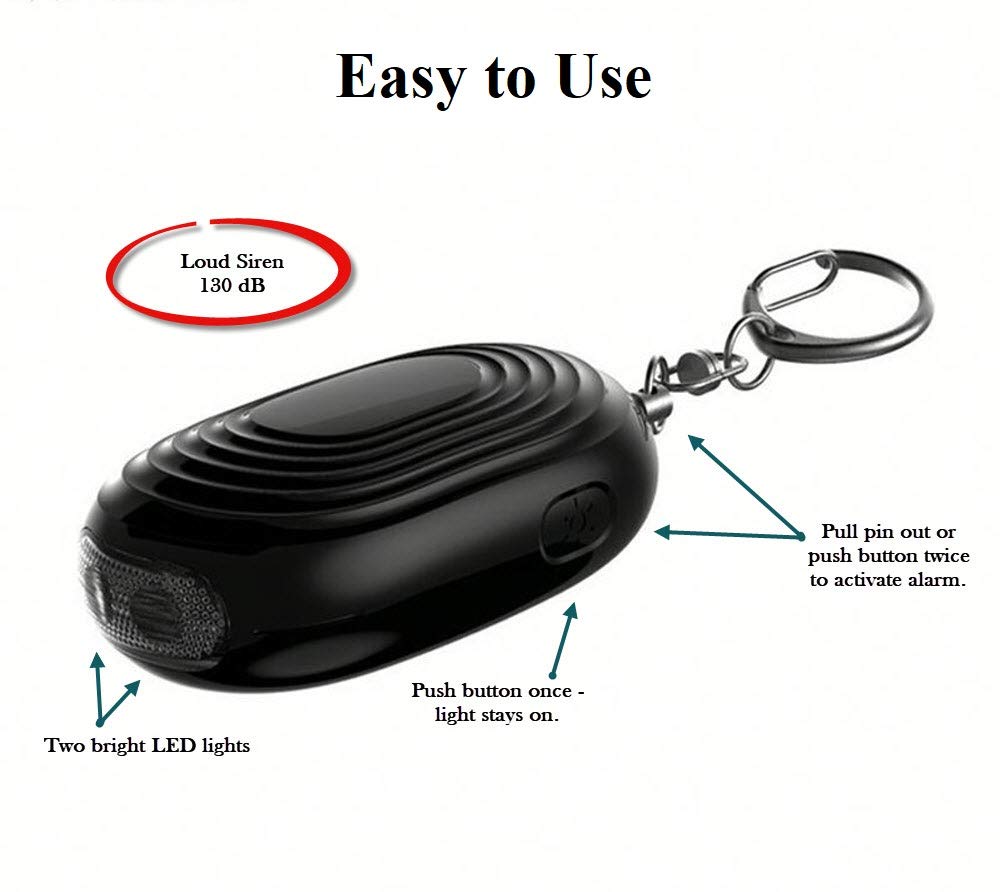 Amazon.com : Easy-to-Use Personal Alarm, 1-Pack 130dB Security Alarm  Keychain with 2 Bright LED Lights, Panic Button & Pull Pin, Mini  Screwdriver & Batteries. Emergency Safety Siren for Women, Elderly,  Students. :