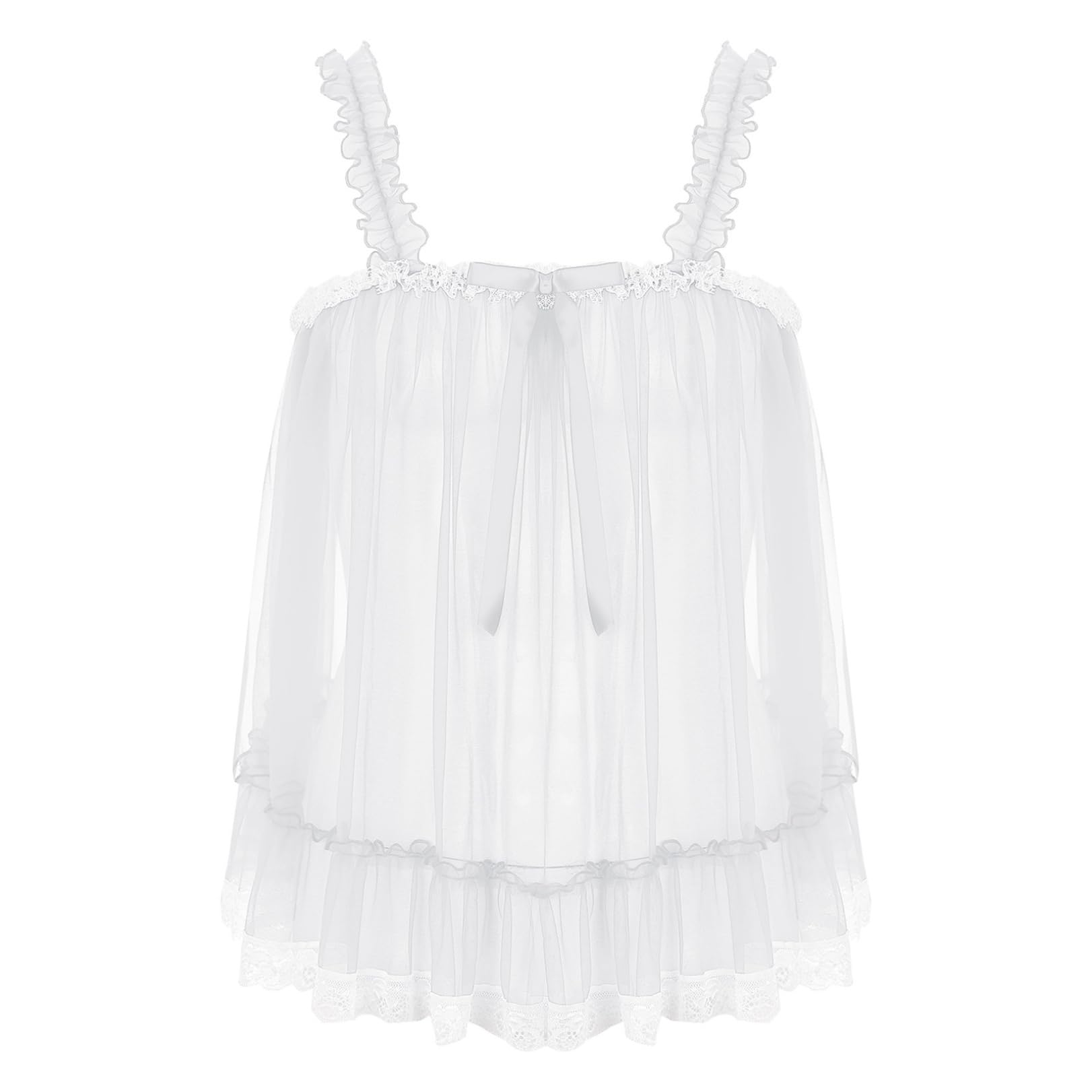 Aislor Sissy Lingerie Travesti Homme Sissy Robe De Chambre Satin Kimono Satin Tenue Servante Déguisement Soubrette Costume Maid Clubwear Bleu S