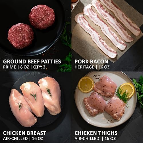 MeatWorks Chef's Variety Meat Package | 16 Items: Air-Chilled Chicken Breasts & Thighs, Bacon, Ground Beef, Steak Sirloin Tips, Fajita Strips & Chuck Roast | Ideal Gift For Boyfriends, Hustbands, Dads | USDA Prime Beef — view 2