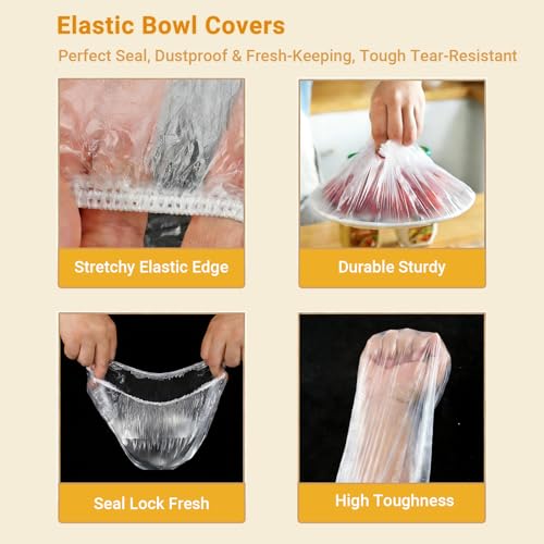 100Pcs Extra Large Plastic Bowl Covers Fits 6-13 Inch Bowls, Elastic Reusable Food Covers for Bread Proofing, Food Fresh Keeping & Dust Protection - Thumbnail 7