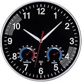 NESIFEE Wanduhr Funk Uhr Mit Temperaturanzeige und Luftfeuchtigkeit Funkuhr Wand...