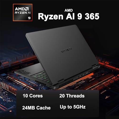 Image of HP Omen 16 Gaming AI Laptop 16 inch WQXGA 240Hz (500nits, 100% sRGB) AMD 10-core Ryzen AI 9 365 (Up to 50 Tops) 32GB RAM 4TB SSD GeForce RTX 5070 GDDR7 DLSS4 (Up to 798 Tops) RGB Backlit Win11 w /ICP Hub