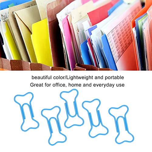 Fyearfly Büroklammern, 50 Stück Farbe Tragbare Knochen Rutschfestigkeit Büro Büroklammern für Aktenklassifizierung, DIY Erstellung, Schul und Bürobedarf für Schreibwaren (Blaue)