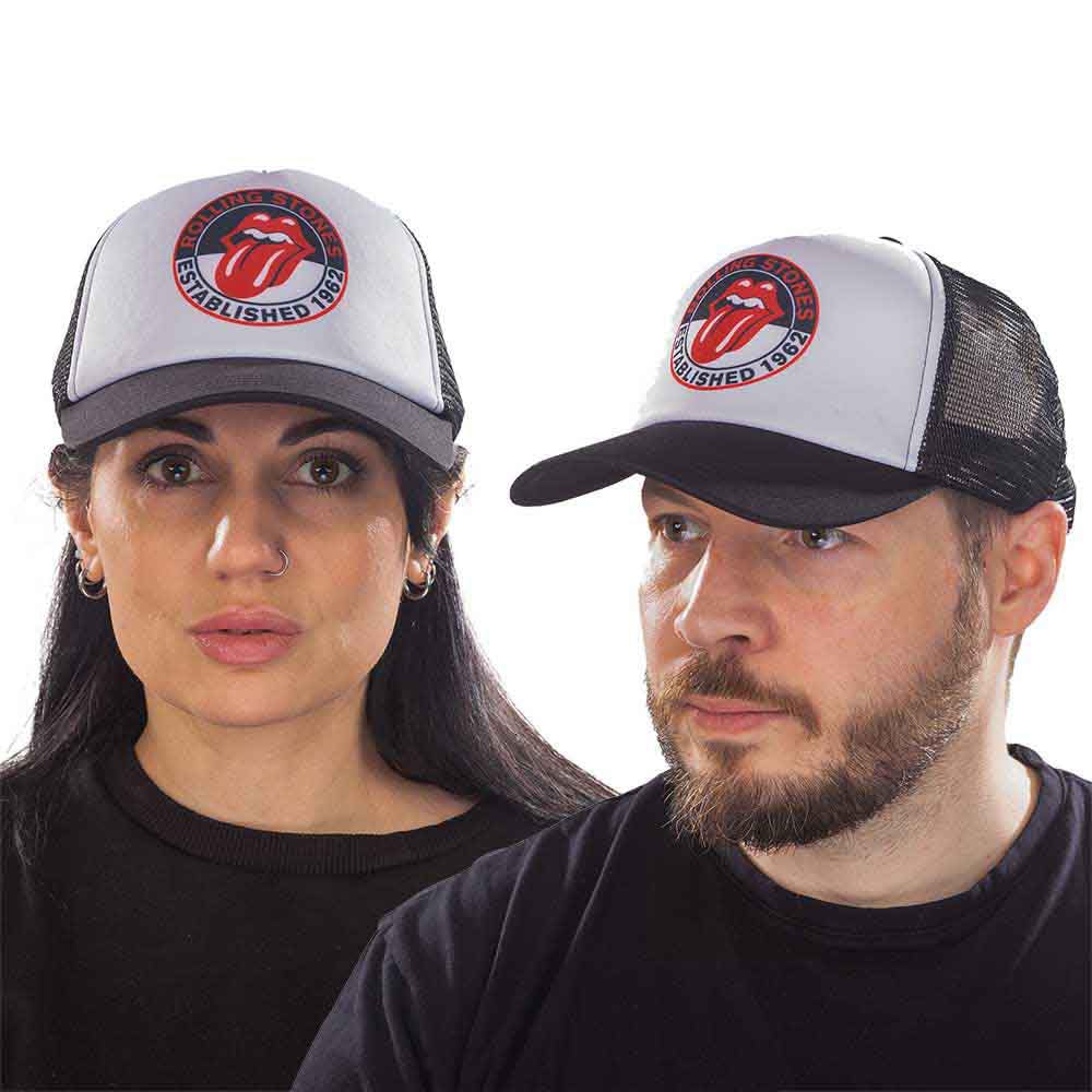 Rolling Stones The Est 1962 Mesh Trucker Hat Black White | Officially Licensed Merchandise