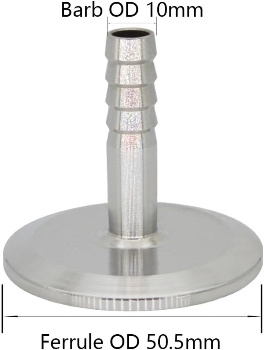 1Pcs Tri Clamp to 6mm 8mm 10mm Hose Barbed Adapter 304 Stainless Steel Hose Pipe Fitting Home Brewing(SSH10-50.5)