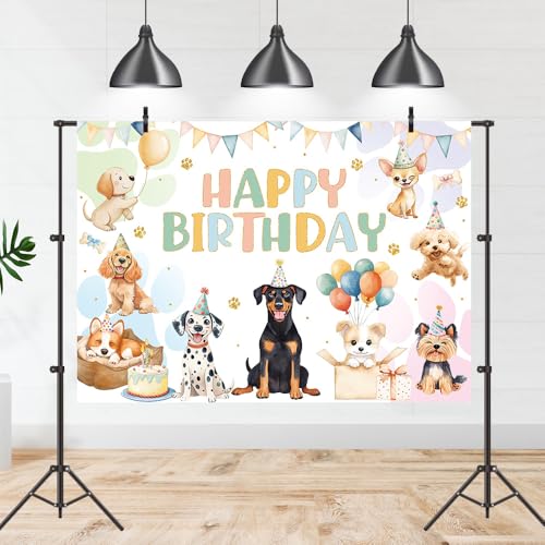 Fondo Fotográfico Puppy Dog 7x5ft para Cumpleaños miniatura 2