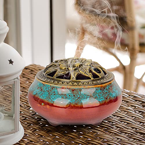 Bivinar Incense Burner, Lotus Incense Holder For Cones, Incense Burner For Charcoal Disc, Resin, Sage Cones And Palo Santo (Blue) #TOP1