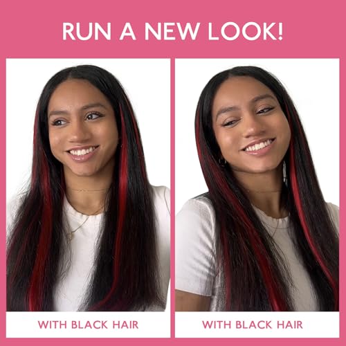 Image of WENNALIFE Red Clip in Hair Extensions Real Human Hair 35g 6pcs 14 Inch Colored Hair Extensions for Kids Women Colorful Hair Pieces Pop-up Style Straight Extensiones De Cabello Humano Con Clip
