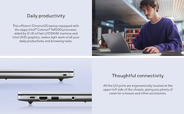 ASUS 14" FHD Touchscreen Students Chromebook, Intel Celeron N4500 (> i3-1115G4), 8GB RAM, 192GB Storage (128GB eMMC + 64GB SD Card),Anti-Glare, Chrome OS,with 5ave 6-in-1 Kit by ASUS - Used condition - Image 7
