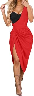 2026 Hochzeitsgästekleider für Damen, elegantes Abendkleid mit Pailletten-Detail, Seitenschlitz und asymmetrischer Rüschen, Schulterkleid, Partykleid, Anlass: