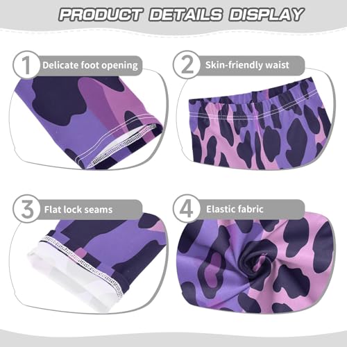 Toddler Girls Leggings Printed Yoga Pants Leggings Purple Leo Skin Texture for Kids3
