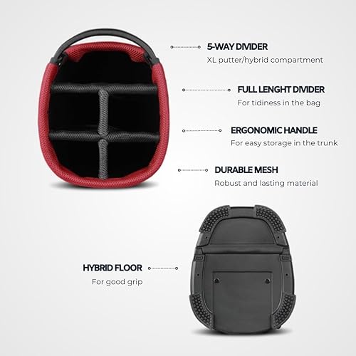 Miniatura 8 de Big Max Dri Lite Feather bolsa de golf ergonómica ultraligera, divisor de palos de golf de 5 vías, bolsillos repelentes al agua de fácil acceso y