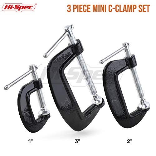 Hi-Spec 3Pc Mini Small C Clamps Set. 1, 2 & 3 Inch Metal Clamps For Diy, Crafts, Woodworking & Carpentry #TOP1