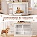 Hundekäfig Möbel, 104 cm Großer Hundebox für den Hausgebrauch, Modernes Indoor Holz-Hundekäfig, Doppel-Tür-Design, Bissfest, Geeignet für Kleine/Mittelgroße/Große Hunde, Weiß, 104x51x78 cm