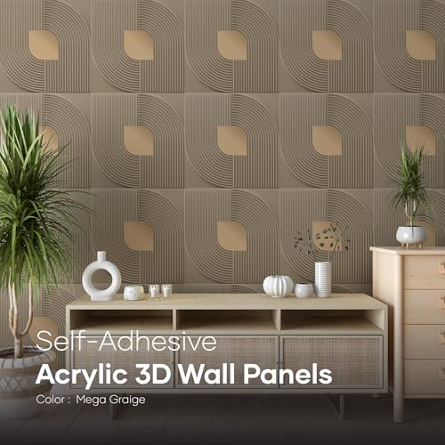 Image of Pack of 12 PCS Sticker Acrylic Mirror PVC 3D Wall Panels | Self Glue Walls for Home, Office, Restaurant | Cover Area 32.4 Sq. Ft.