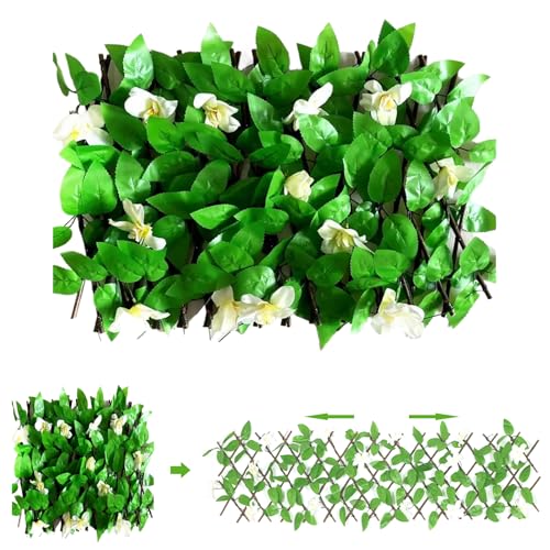Valla de privacidad de madera extensible con orquídeas para decorar paredes de patio 5