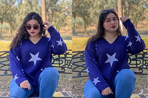 RITERA Womens Plus Size Sweaters Star Long Sleeve Casual Patriotic Pullover Warm Jumper Knit Tops XL-5XL2