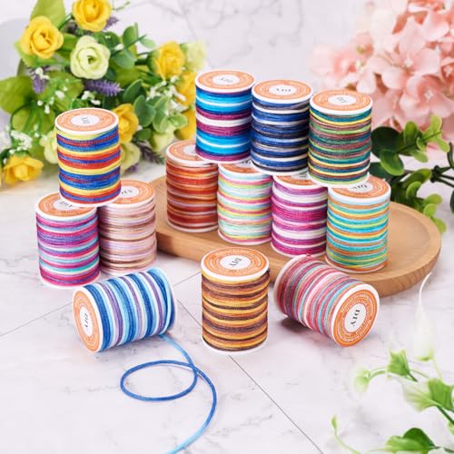 BB Beadthoven Polyester-Kordelfaden 1mm 13 Rollen Bunt Geflochten 5m – Bild 3