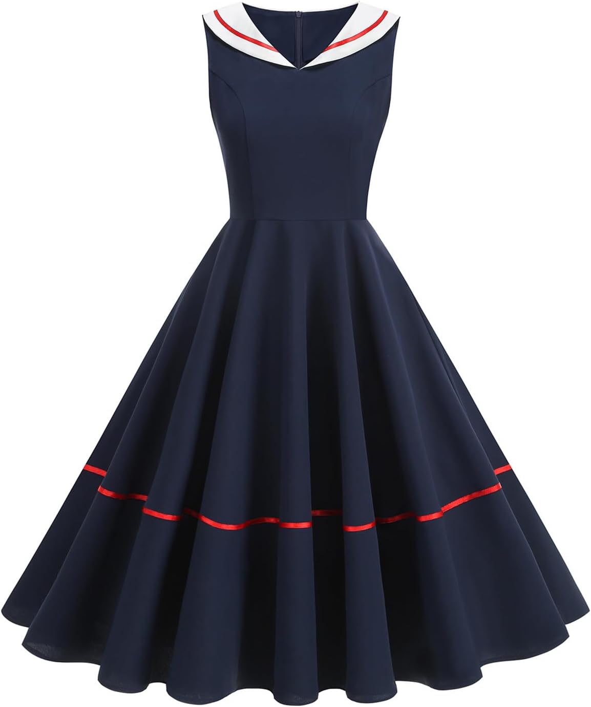 ODIZLI Women's 1950s Retro Dress Sleeveless Swing Midi Dress Cocktail Party Rockabilly Dresses