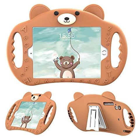 PZOZ iPad Mini Case Kids Shock Proof Handle Stand Cover for Apple 7.9 Inch Mini 1/2/3/4 Generation Tablet ShockProof 1st/2nd/3rd/4th Gen for Boys and Girls Children (Brown) Cover