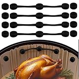 Gosknor 4 Sets Magnet Silikon Schnallen für Airfryer, Sicherheitsverschluss Einweg Einsätze hitzebeständig Verhindert Papierverbrennungen Magnetische Halterungen für Airfryer Zubehörteile (Schwarz)