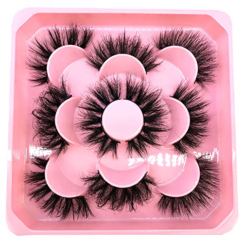 Hbzgtlad 5 Pairs 25 Mm 3D Mink Lashes Bulk Faux With Custom Box Wispy Natural Mink Lashes Pack Short Wholesales Natural False Eyelashes (Mn-03) #TOP2